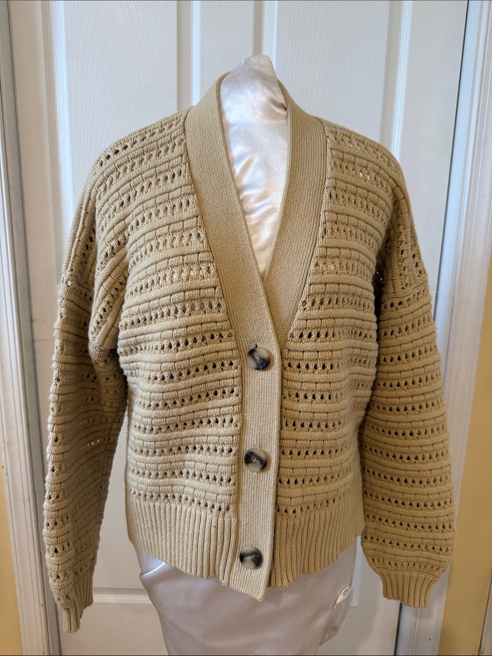 Mint - Madewell Open-Knit Button Cardigan in Tan ( sz sm)
